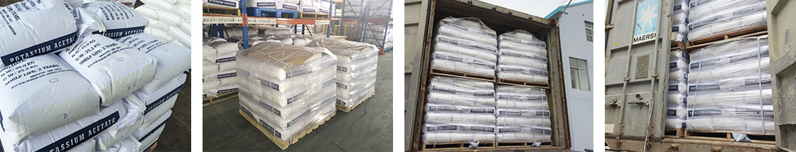 Kaliumacetatsäcke, Paletten und Containerbeladung