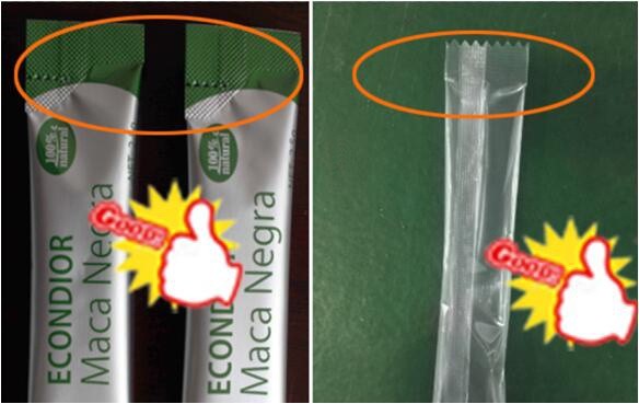 Beispiele versiegelter und geschnittener Stickpacks
