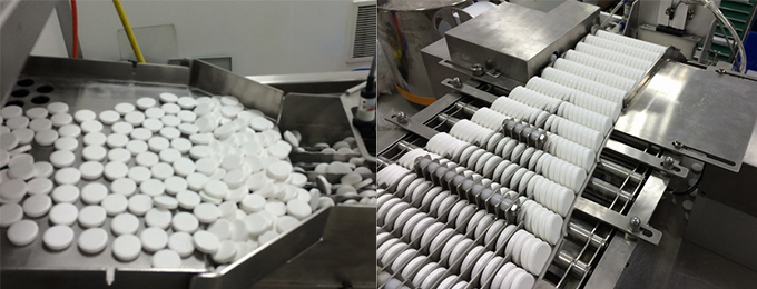 Brausetabletten im Zuführ- und Wickelsystem der TRFW-4